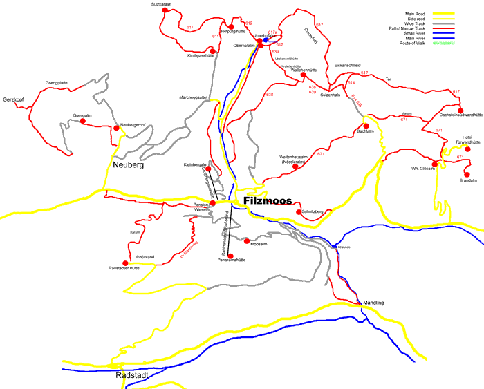  Filzmoos, Austria Walk Map