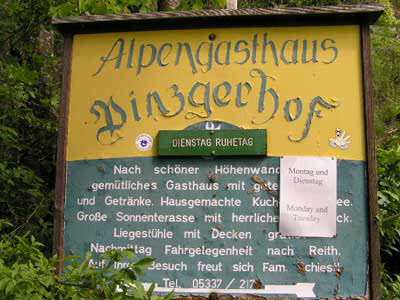 Pinzgerhof sign